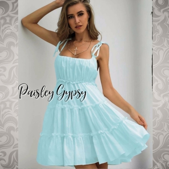 Spaghetti Strap Tiered High Waist Sun Dress - Picture 1 of 6